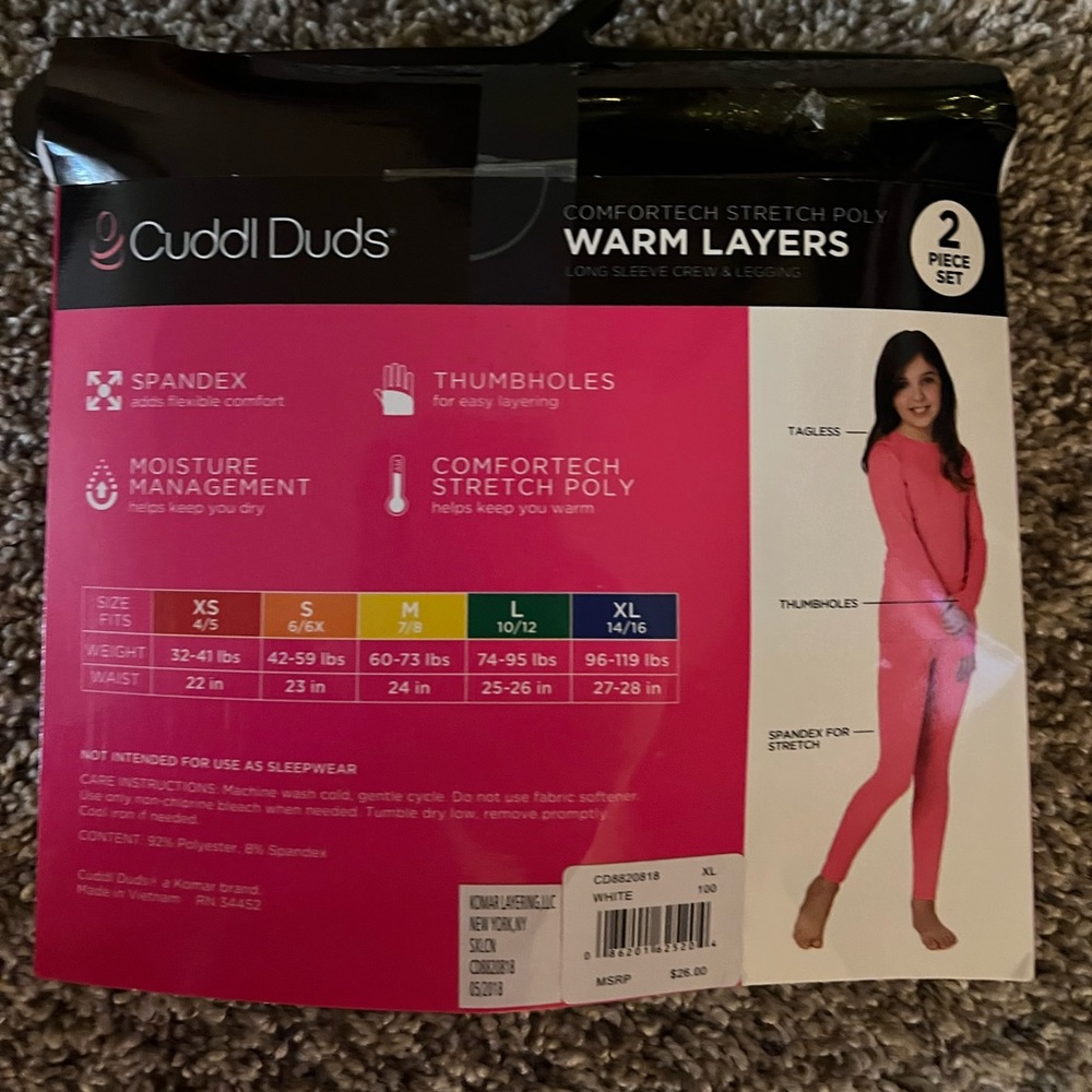 Cuddle duds 2 piece under layers